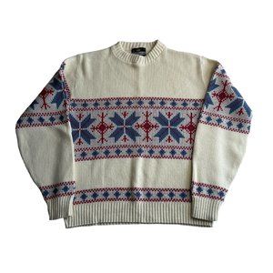 Crown Sportwear Vintage Sweater Women’s Nordic Cream Red Blue Size Women’s L